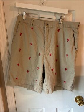Jos. A. Bank Khaki Shorts with Red Embroidered Lobsters